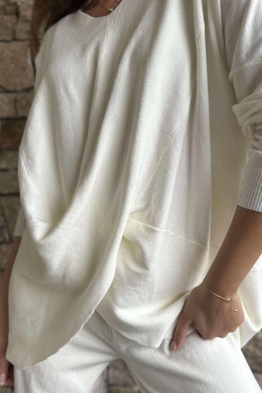 Elbury Twist & Bloom Luxury Knit Co Ord Set Ecru